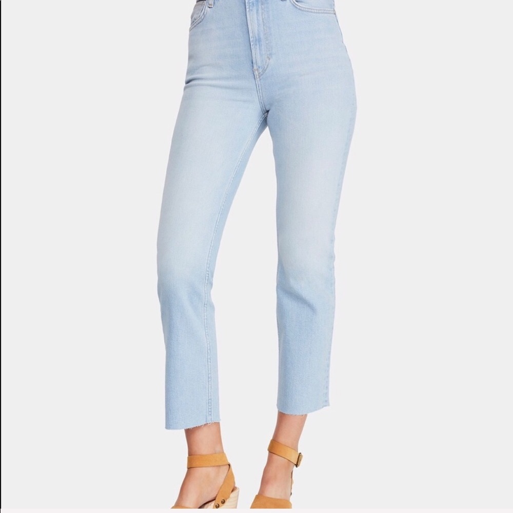 BNWT-Free People High-Rise Raw-Hem Cropped Jeans